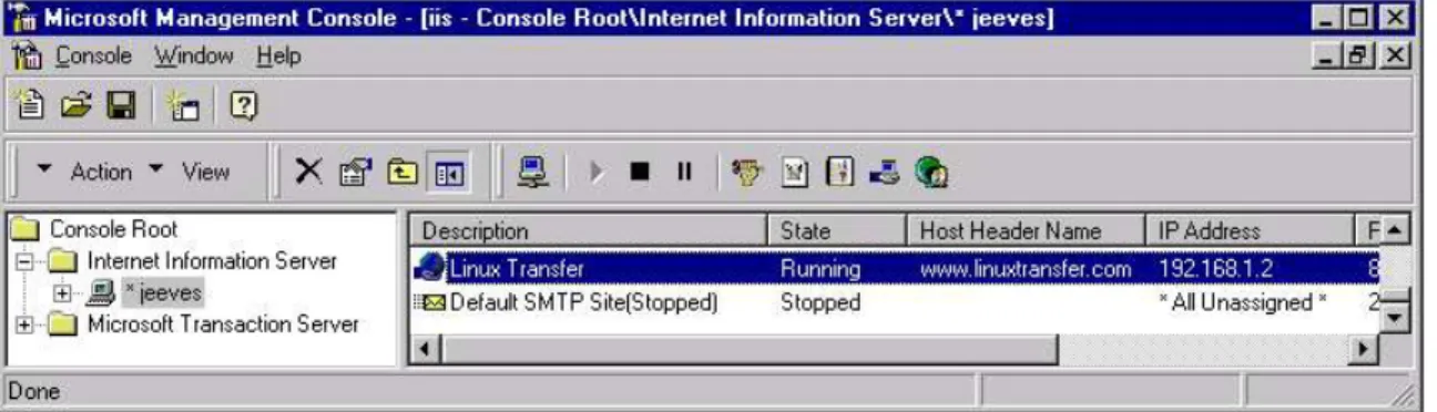 Figure 1. The Microsoft Management Console uses a tree view to display the servers on a machine.
