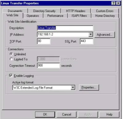 Figure 2. The Properties dialog for a particular server displays information about the server.