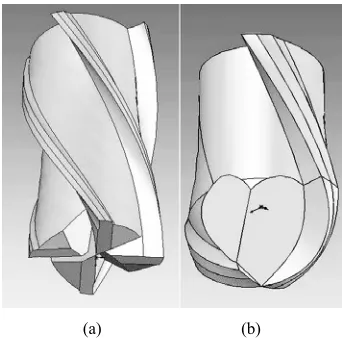 Figure 6 (a) Flat end mill and (b) ball end mill models 