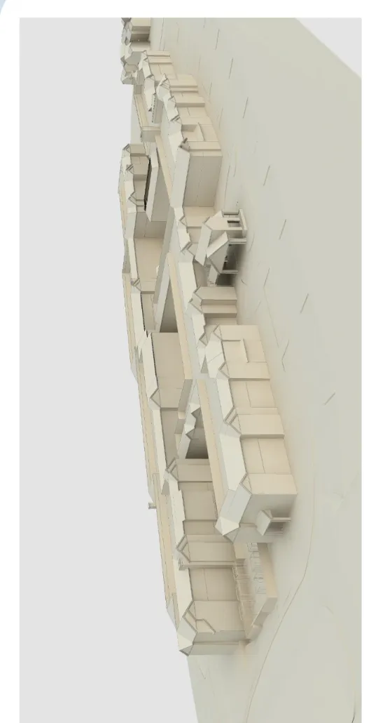 Figure 3-2 Massing Study illustrates the mass of the buildings