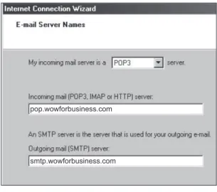 Figure 3.11: Entering server mail names