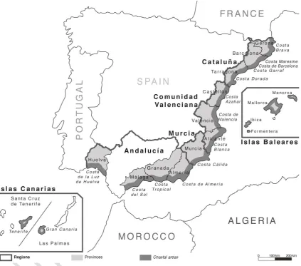 Figure 2 Map of Spain showing the destination where the IMSERSO trips take place 