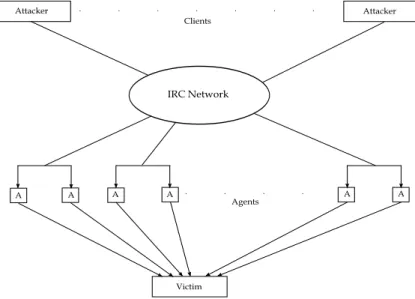 Figure 2.3: DDoS IRC Based Attack Model
