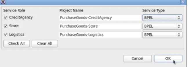 Figure 6.1. Dialog for generating BPEL based services