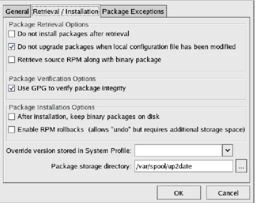 Figure 2.17. Retrieval/Installation Settings