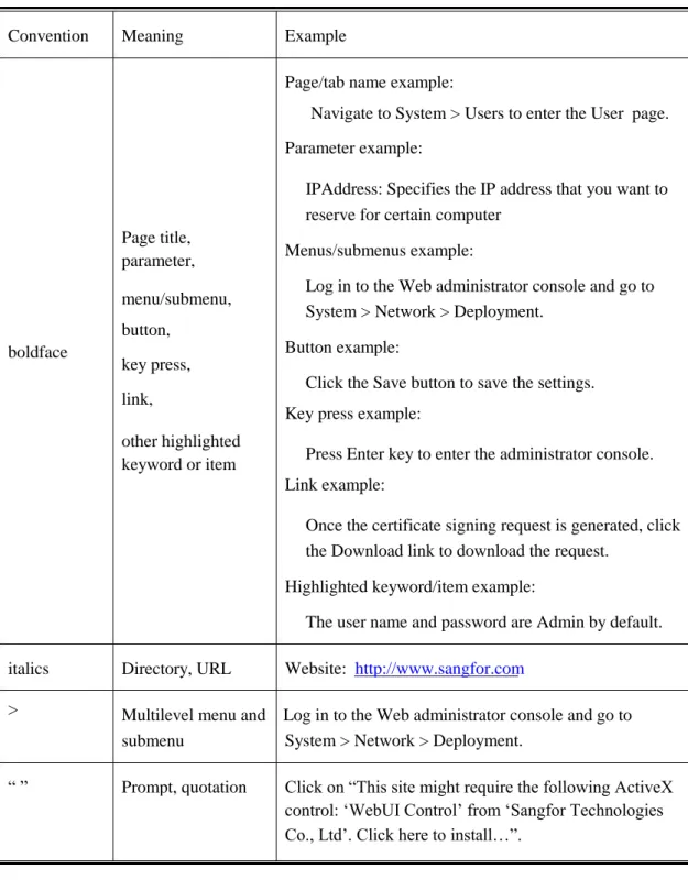 Graphic Interface Conventions  