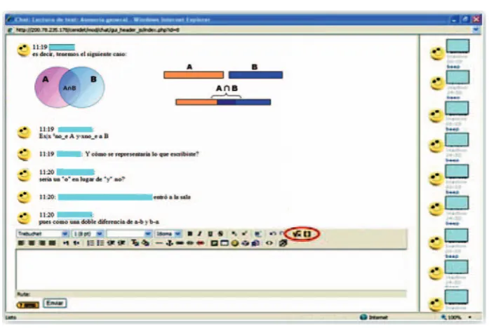 Figure 5: Example of the equation editor and its use in synchronous interaction.