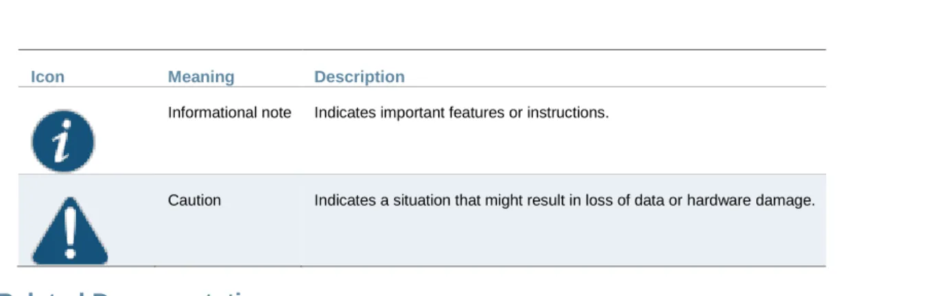 Table 1 defines notice icons used in this guide.