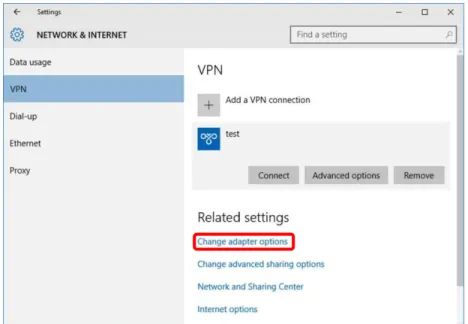 Figure 11:  Change Adapter Options 