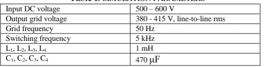 Table I. SIMULATION PARAMETERS 500 – 600 V 