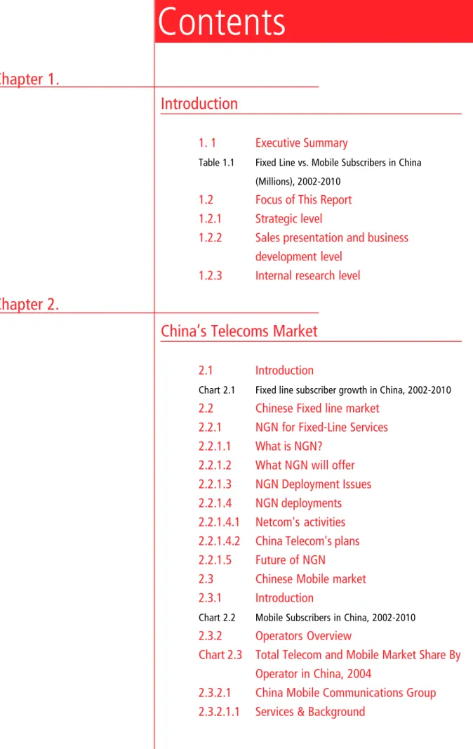Table 1.1  Fixed Line vs. Mobile Subscribers in China  (Millions), 2002-2010