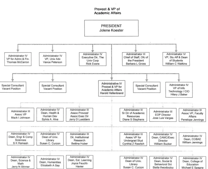 Table 1.3.a1: University Organizational Chart 