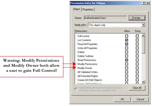 Figure 8 Modify Permissions on an Object 