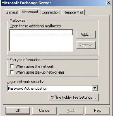 Figure 4.  Advanced Setup for Outlook 2002 Client