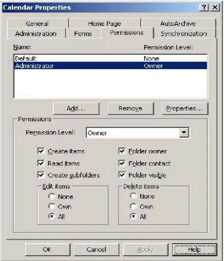 Figure 6.  Calendar Folder Permissions
