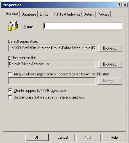 Figure 18 shows the General Tab of the Mailbox Store Properties Page: