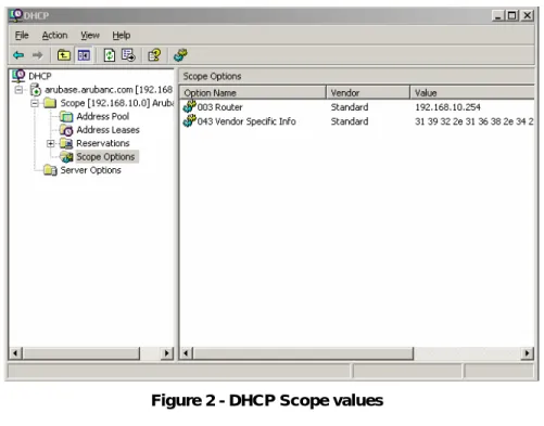 Figure 2 - DHCP Scope values 