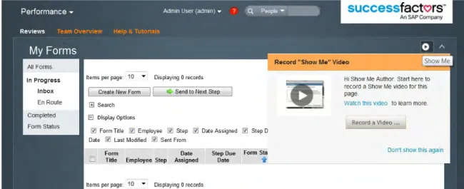 Figure 7. Access to Show Me from Performance Module 