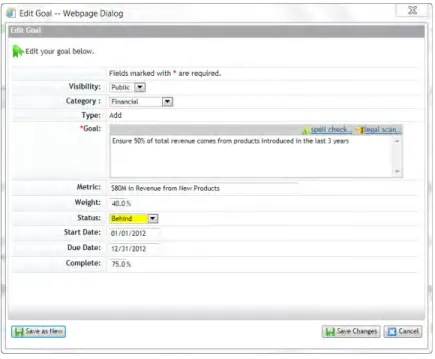 Figure 13. Edit Goal Dialog - Goal Fields 