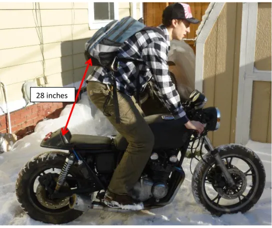 Figure 2: Rider (Ben, 6’4”) standing up as much as possible while still holding the handlebars