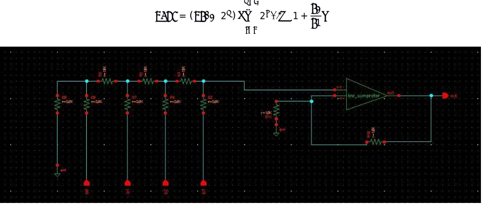 Figure 3 shows the Digital-to-Analog converter circuit it consist of  R-2R ladder and a comparator