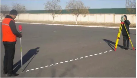 Figure 4. Reference measurements on the selected road segment with total station 06 of Leica Geo-System™