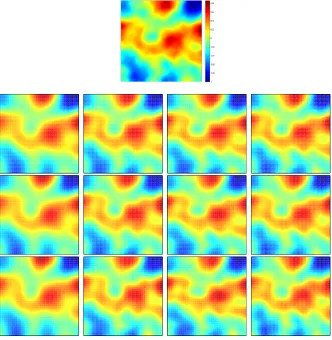 Fig. 6.1.and Data Model 1 at iterations (from left to right) 1, 10, 20, 30) for noise levels of2.5% (bottom-middle) and Top: truth u†