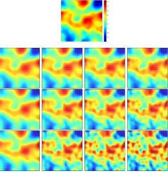 Fig. 6.3.and Data Model 2 at iterations (from left to right) 1, 10, 20, 30) for noise levels of2.5% (bottom-middle) and Top: truth u†
