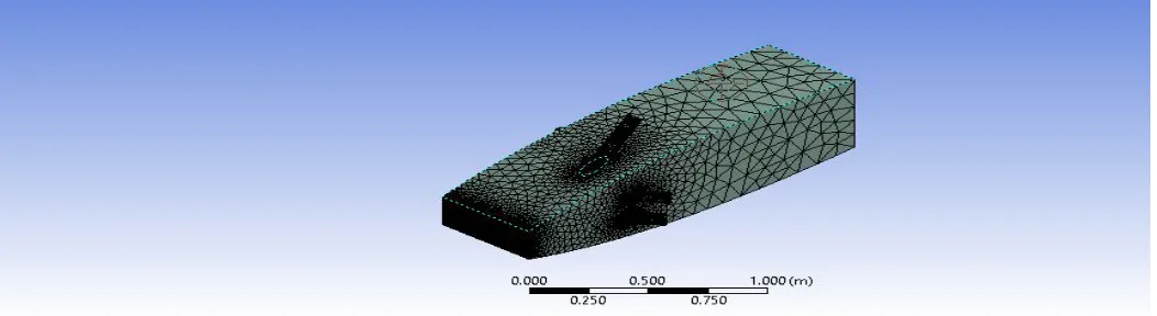 Fig. 3  Meshing on CFBC boiler combustor model with mushroom type nozzle. 