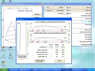 Fig 21. Results of the design of the main and jib sails using "Sailcut" software. 