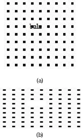 Figure 5.2: (a) Defected pattern of periodic image (b)                (b) Defect detected output image for  