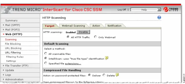 Figure 1-3 HTTP Scanning Window Displays When You Click the Configure Web Scanning Link