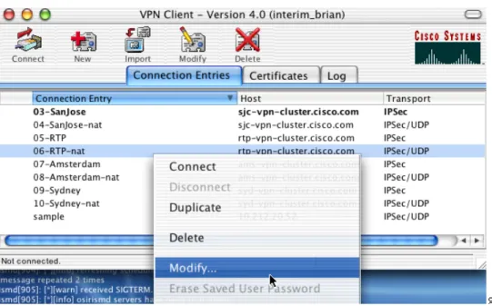 Figure 3-14 shows the right-click menu options available when the Connection Entries tab is selected.