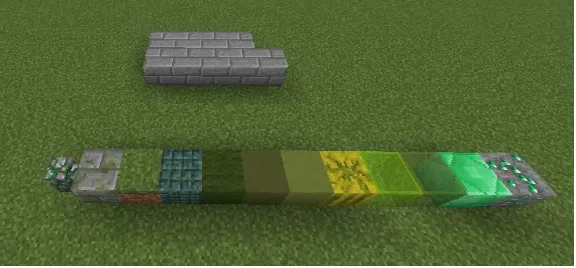 Figure 4 Material palette, comprised of all the green coloured blocks in the game 