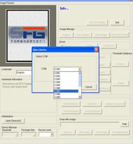 Fig 3. Selected port for fingerprint sensor 