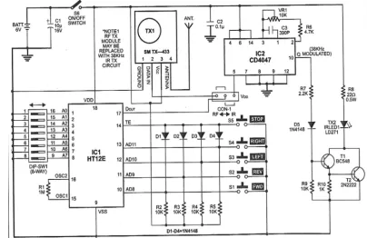 Fig 4.1: Remote control circuit diagram 