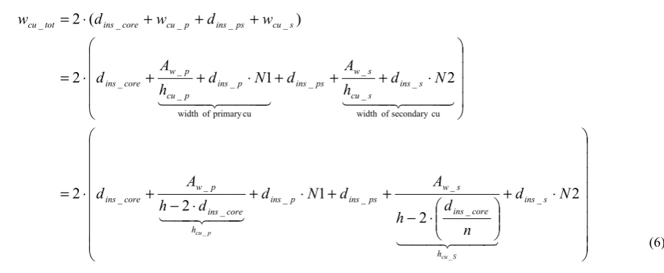 Fig. 3.  Winding width dimensions 