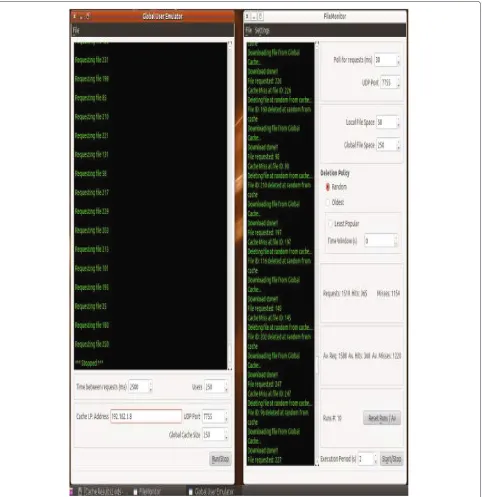 Figure 2 Screenshot of the input and output parameters of the experiments for cache performance analysis.