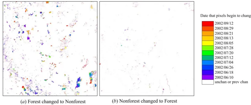 Fig. 8 30 m spatial extent of land cover change with MODIS repetition rates derived from STIMFM