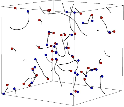 FIG. 3: In this ﬁgure one can see the box after the characterization. The black lines represent the string segments detectedusing the windings, where each point is smoothed using the four nearest neighbours in each direction