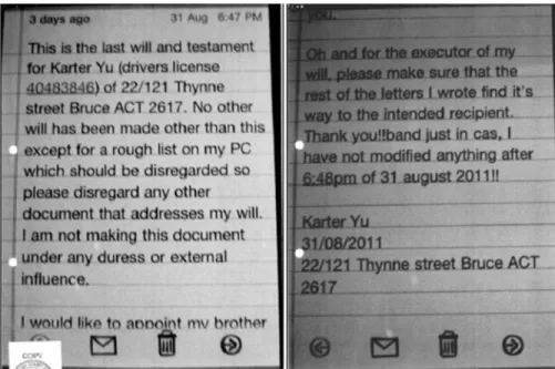 Figure 4: Pages from Last Will and Testament of Karter Yu 