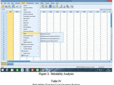 Table IV Reliability Test for Cost Overrun Factors 