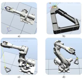 Fig. 7. a) CAD model loading. b) Targets setting. c) Path generation d) Motions execution 