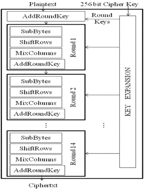 Figure 4: AES-256 bit Encryption Procedure 