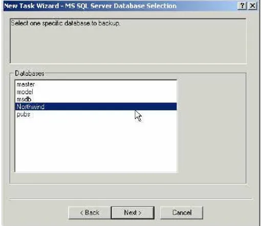 Figure 9. - MS SQL Server Database Selection 