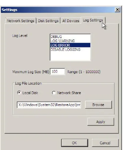 Figure 9.- Log Settings 