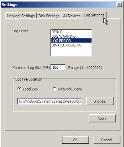Figure 10.- Log Settings 