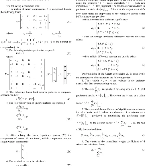 Table 2. Values of the random compatibility index RCI  
