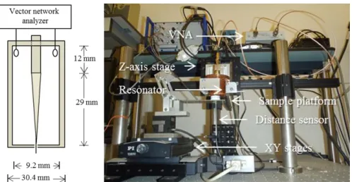 Fig. 2.  The base of the SMM resonator. One base half-plate is shown  attached to the body of the resonator with the tip protruding through the 