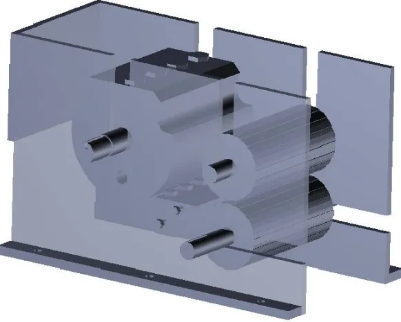 Figure 2 (a) Cutter roller with blade                (b) Support structure                           (c) Cutter and feed sub assembly      (d) Feed roller sub assembly 